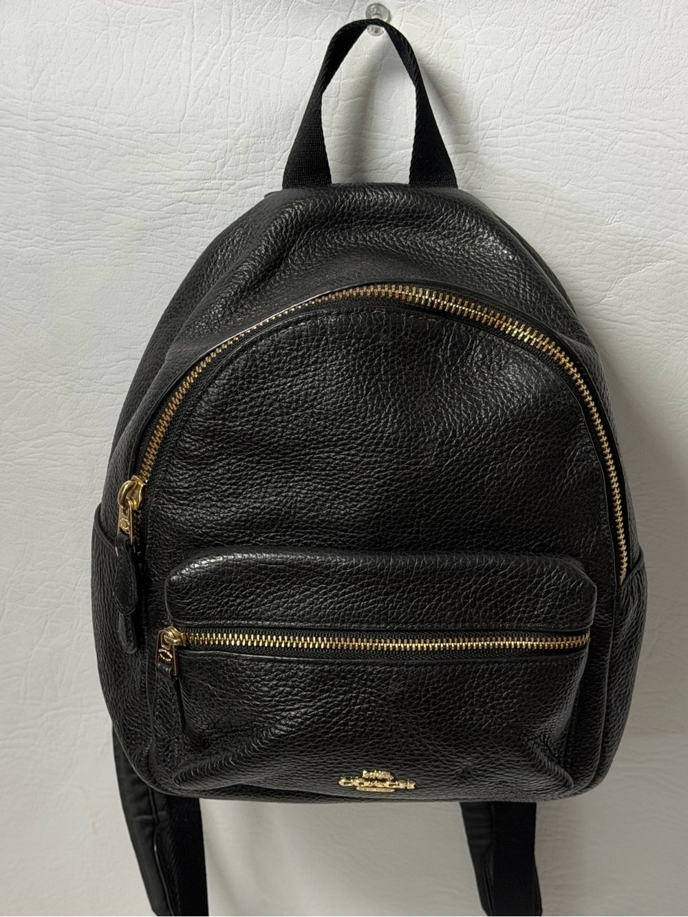 Coach Mini Charlie Black Pebbled Leather Cowhide Backpack - Picture 3 of 8